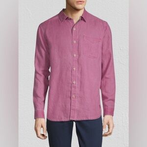 New Tommy Bahama Relax Classic Linen Button-Down Shirt Pink Salmon, Sz M